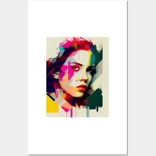 Abstract colorful pop art style woman portrait Posters and Art